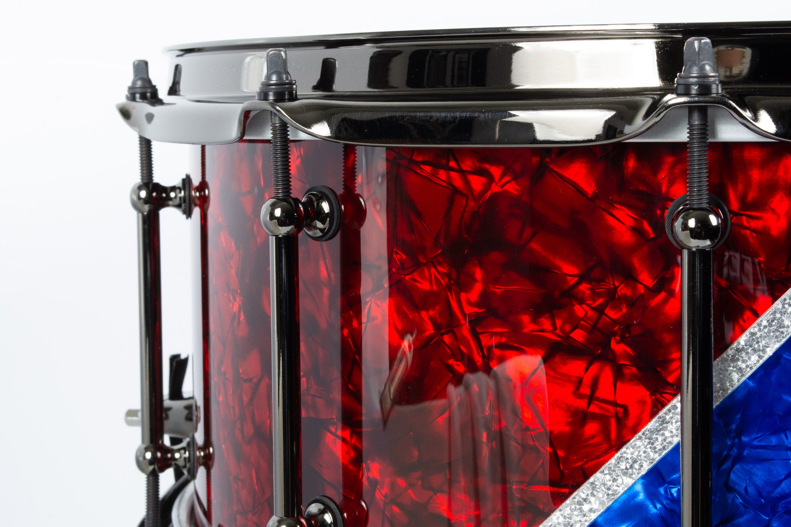 Builder's Choice - Red & Blue Pearl Diagonal Stripe 6.5x14 Snare