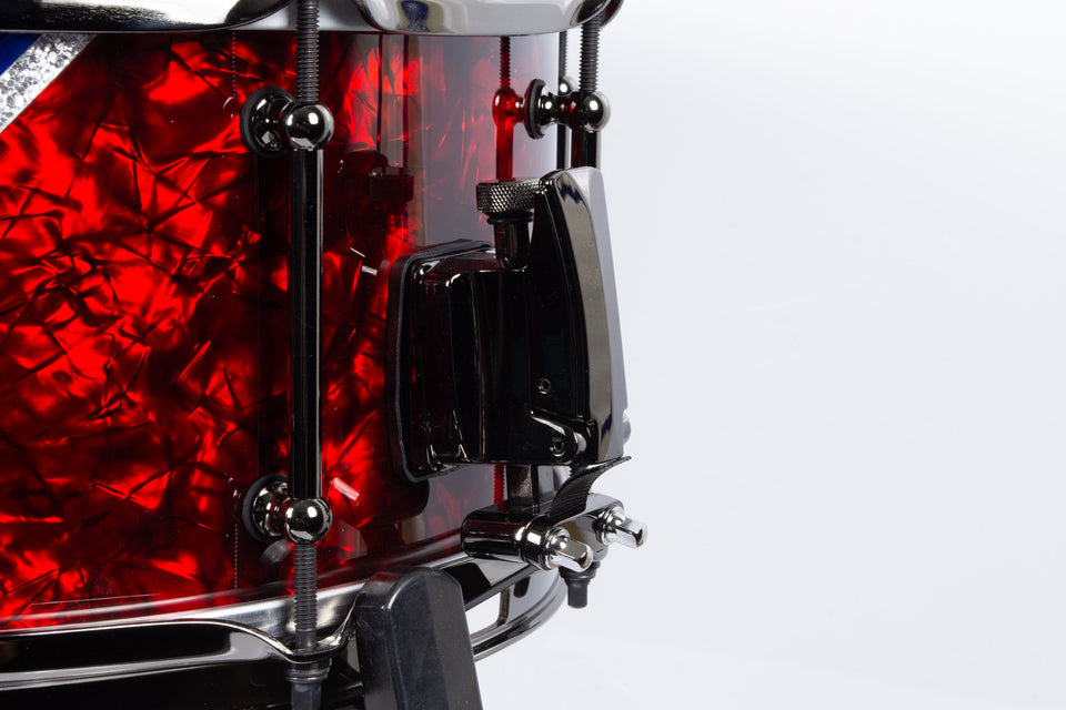 Builder's Choice - Red & Blue Pearl Diagonal Stripe 6.5x14 Snare